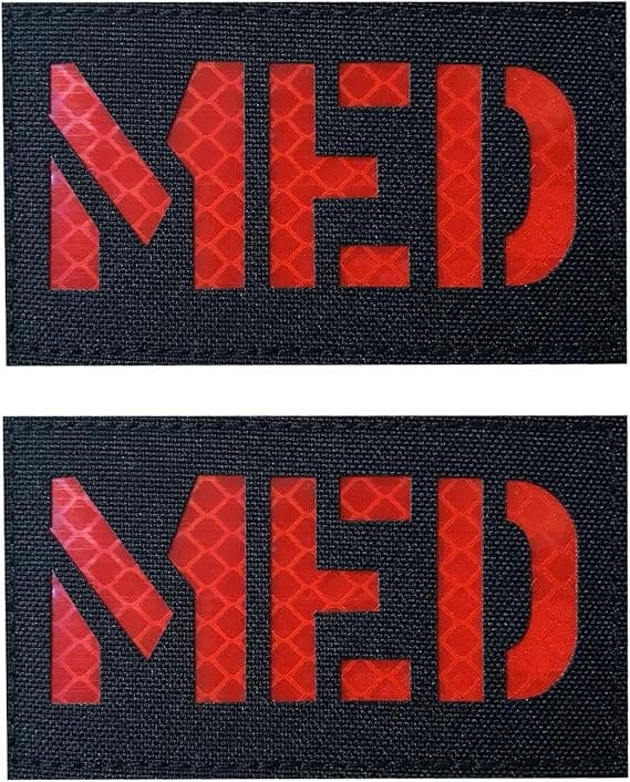 JOYUETLAN Reflective MED Patch (Red/Black, 2 Pack)