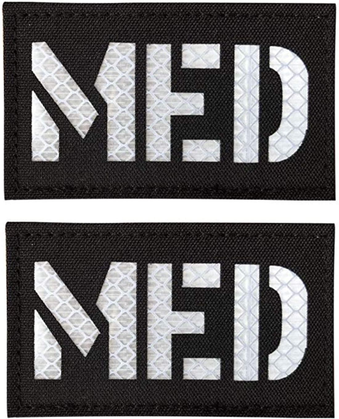 2 Pack Reflective MED Medic EMS/EMT Patch (Black-White)