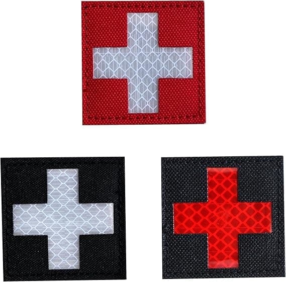 Bundle – Three 2 × 2 in Reflective Medic Cross Patches