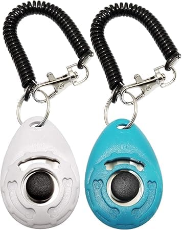 Training Clicker for Dogs with Wrist Strap (2 Pack, Lake Blue + White)